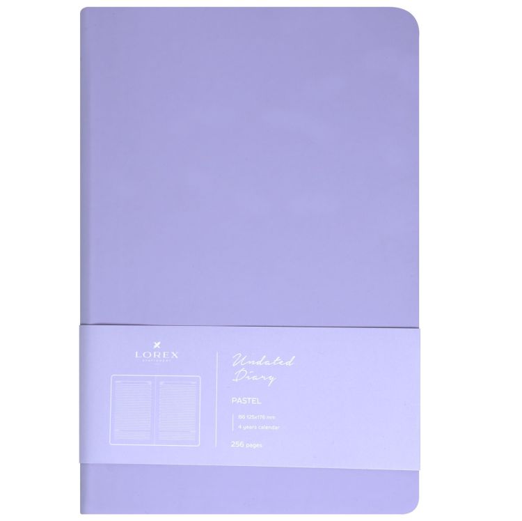Ежедневник В6 недат. LOREX PASTEL 128 л. лин. лаванда мягк. обл. иск. кожа, soft touch, блинт. тисн., ляссе &mdash; PalitraMastera