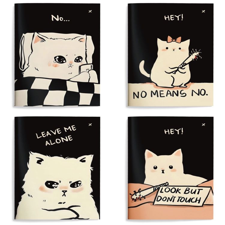 Книжка зап. А6 98х140 мм 32 л. кл. LOREX MOOD CAT мягк. обл. дизайн, soft touch, двойная обложка запечатка форзаца &mdash; PalitraMastera