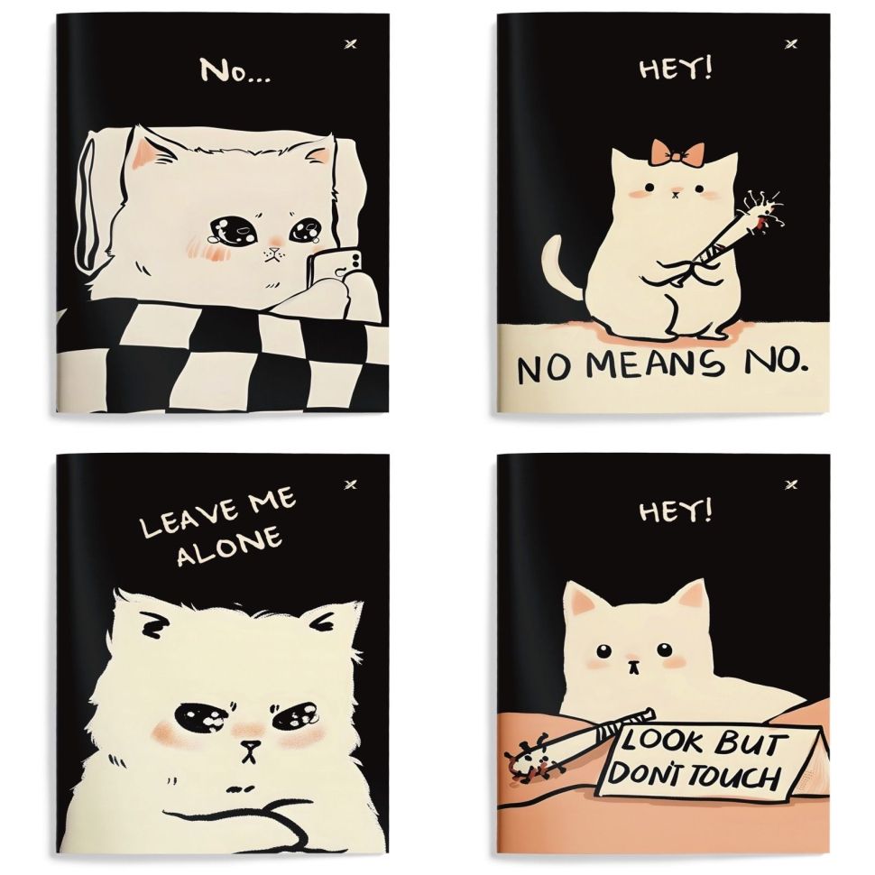 Книжка зап. А6 98х140 мм 32 л. кл. LOREX MOOD CAT мягк. обл. дизайн, soft touch, двойная обложка запечатка форзаца фото 1 &mdash; PalitraMastera