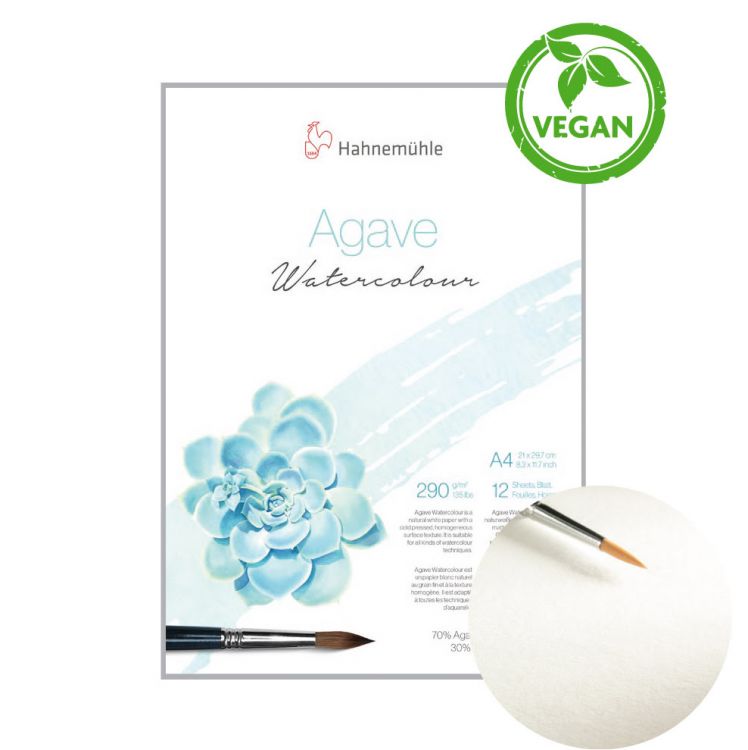 Альбом-склейка для акварели Hahnemuhle «Agave», 290 г/м2, А4, 12 л, волокно агавы 70% и хлопок 30%, среднее зерно — PalitraMastera