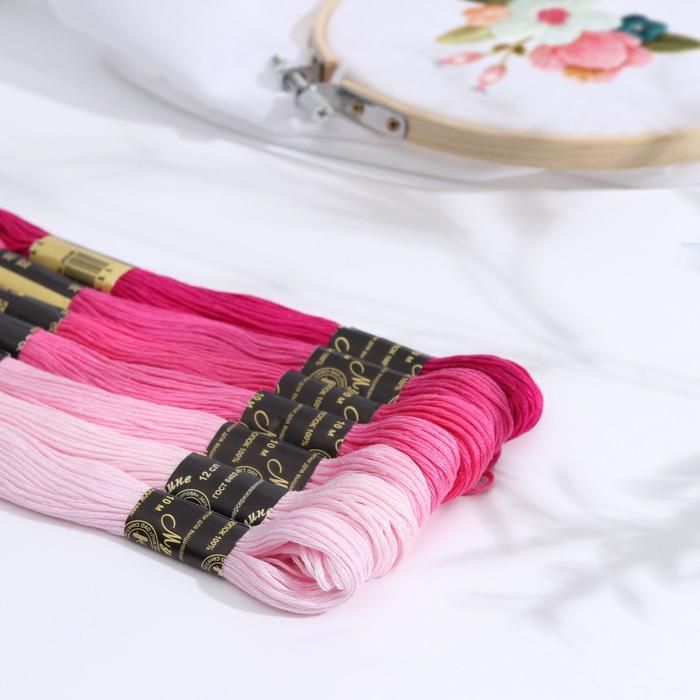 Набор ниток мулине «Цветик-Семицветик», 10 ± 1 м, 7 шт, цвет розовый спектр фото 1 — PalitraMastera