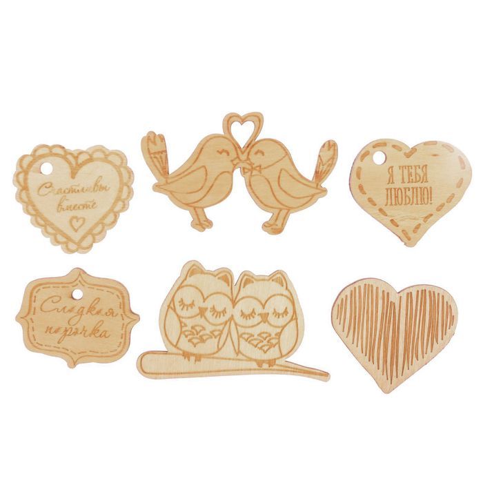 Набор заготовок из дерева &quot;Сладкая парочка&quot;, 9 х 10 см  2347116 — PalitraMastera