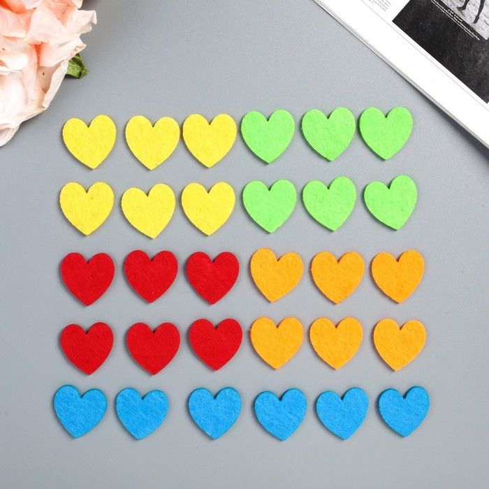 Декор для творчества &quot;Цветные сердечки&quot;, набор 35 шт. — PalitraMastera