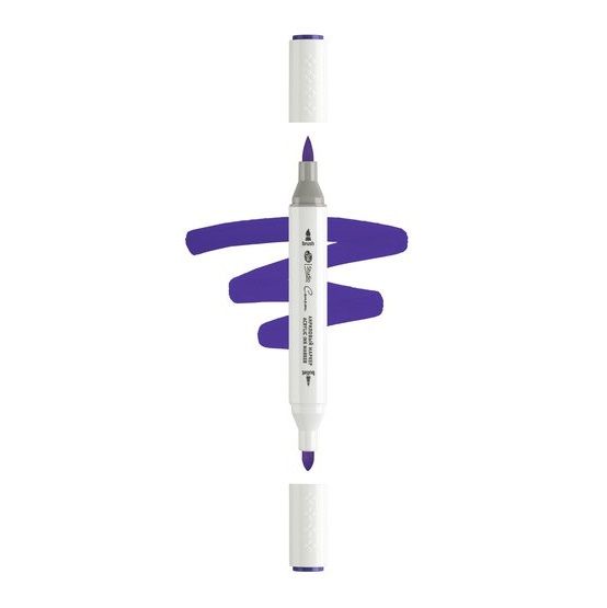 Маркер акриловый двусторонний &quot;Сонет&quot;, перо кисть/пуля, сапфировый — PalitraMastera