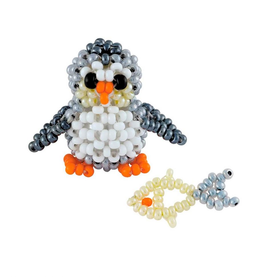 В187 Набор для бисероплетения Риолис 'Пингвиненок с рыбкой' 2,5*2,5*2см фото 1 — PalitraMastera