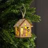 Ёлочная игрушка «Домик с Дедом Морозом и ёлкой», от батареек, свечение тёплое белое фото 1 &mdash; PalitraMastera