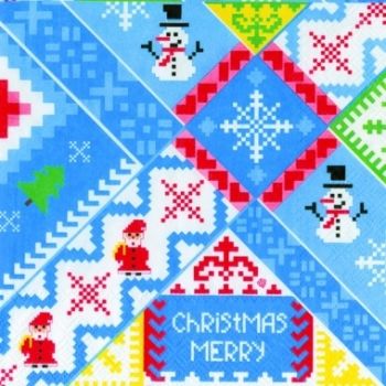 Салфетки бумажные для декупажа, 33х33 см, &quot;Рождественские пиксели&quot; АКЦИЯ!!! — PalitraMastera