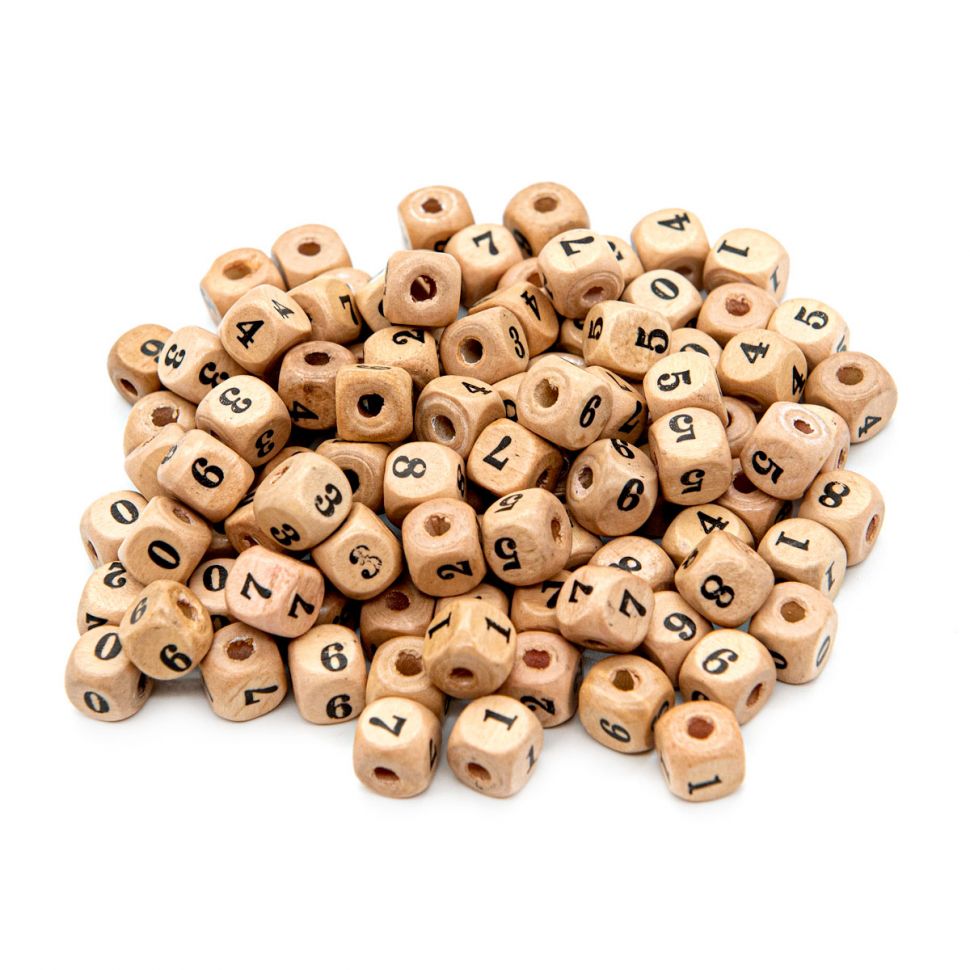 Бусины деревянные с цифрами, 10*10мм Астра фото 1 &mdash; PalitraMastera