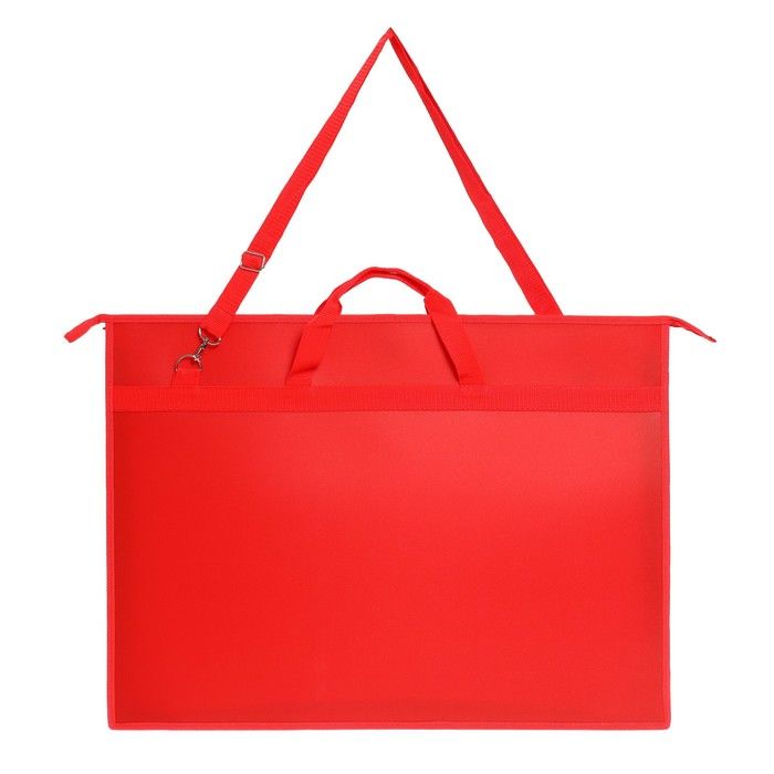 Папка для чертежей и рисунков А2, 650 х 480 х 50 мм, с ручками, пластиковая, молния сверху, плечевой ремень, красная — PalitraMastera