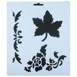 Трафарет плаcтиковый, 25,5х20,5см, раститительный, цветок, лист — PalitraMastera