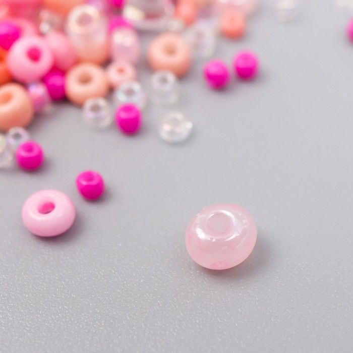 Бисер стекло 6/0 - 15/0 &quot;Ассорти розовое&quot; d=1,5-4 мм, н-р 10гр  7463304 — PalitraMastera