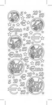 Контурные наклейки "Монеты евро", лист 10x24,5 см, цвет золото фото 1 &mdash; PalitraMastera