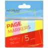 Закладки клейкие INFORMAT 15х50 мм 50 шт 5 цв. ассорти пастель бумажн. фото 1 &mdash; PalitraMastera