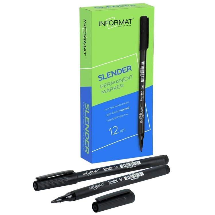 Маркер перманент. INFORMAT SLENDER 1 мм черный круглый 1 шт &mdash; PalitraMastera