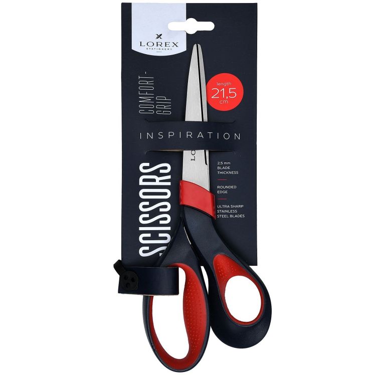 Ножницы LOREX COMFORT-GRIP INSPIRATION 215 мм черно-красн. эргоном. ручки пластиковые с резин. вставками — PalitraMastera