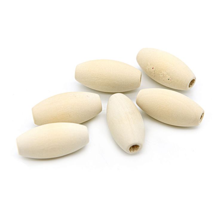 Бусины деревянные неокрашенные овальные 30*15мм,6шт — PalitraMastera