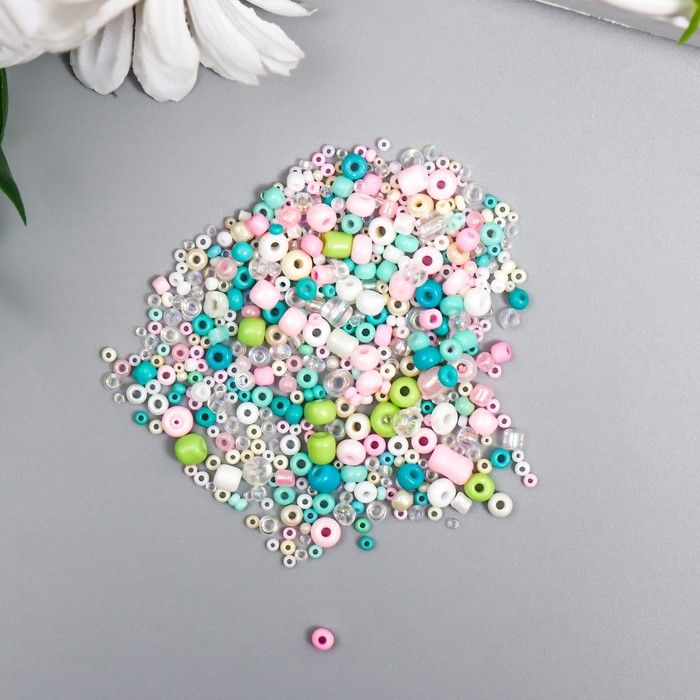 Бисер стекло 6/0 - 15/0 &quot;Ассорти мороженое&quot; d=1,5-4 мм, н-р 10гр  7463308 — PalitraMastera