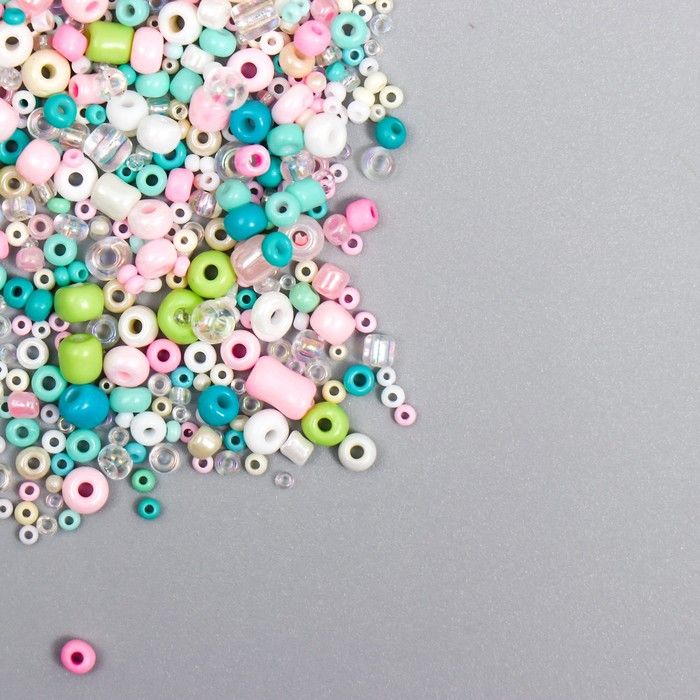Бисер стекло 6/0 - 15/0 &quot;Ассорти мороженое&quot; d=1,5-4 мм, н-р 10гр  7463308 — PalitraMastera