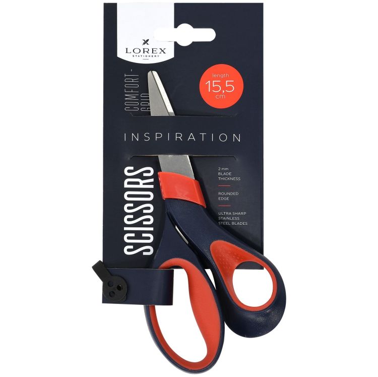 Ножницы LOREX COMFORT-GRIP INSPIRATION 155 мм черно-красн. эргоном. ручки пластиковые с резин. вставками — PalitraMastera