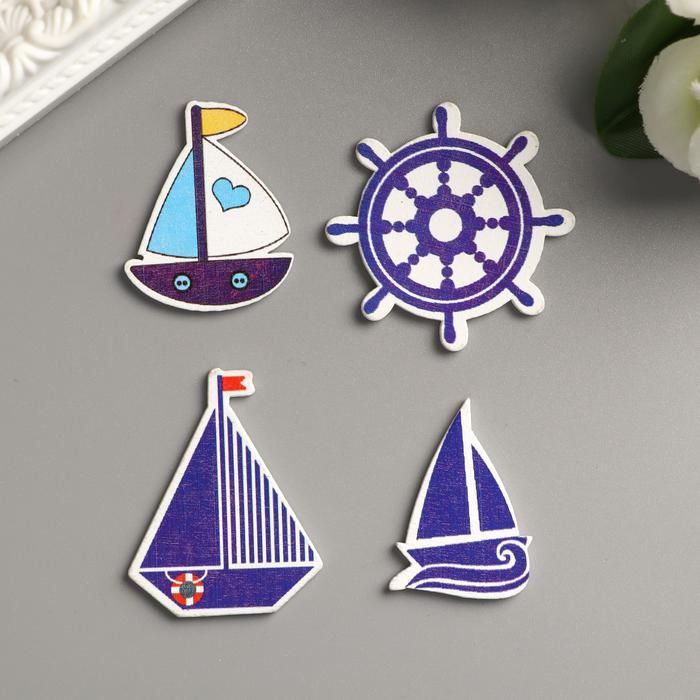 Декор для творчества дерево &quot;Морской&quot; (набор 10 шт) 3,3х3,3 см 2985388 — PalitraMastera