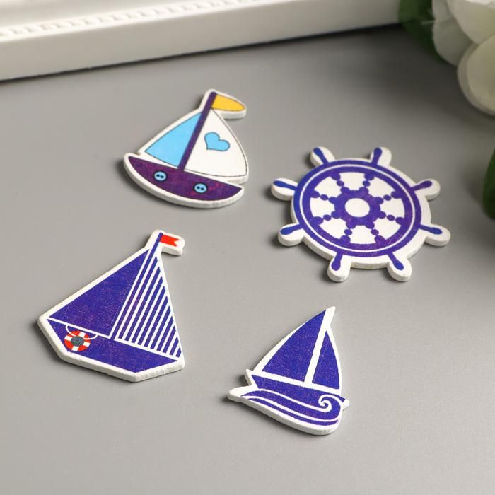 Декор для творчества дерево &quot;Морской&quot; (набор 10 шт) 3,3х3,3 см 2985388 — PalitraMastera