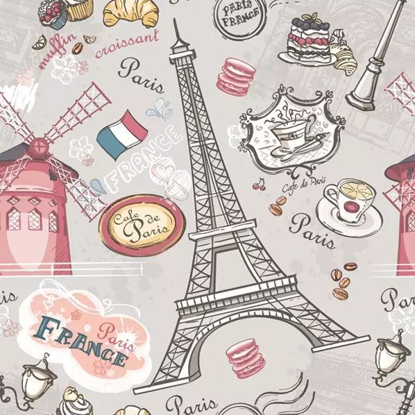 Салфетки - трехслойные Daisy, эйфелева башня, кофе, парижские сладости, рисованое фото 1 &mdash; PalitraMastera