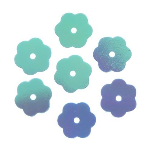 Пайетки "цветочки" 10мм, "Астра" 10г (17 св.-бирюзовый) фото 1 — PalitraMastera