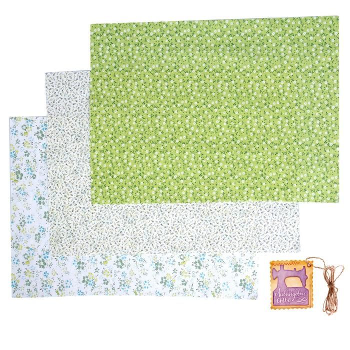 Набор ткани для пэчворка (3 шт) «Нежная зелень» , 30 х 40 см фото 1 &mdash; PalitraMastera