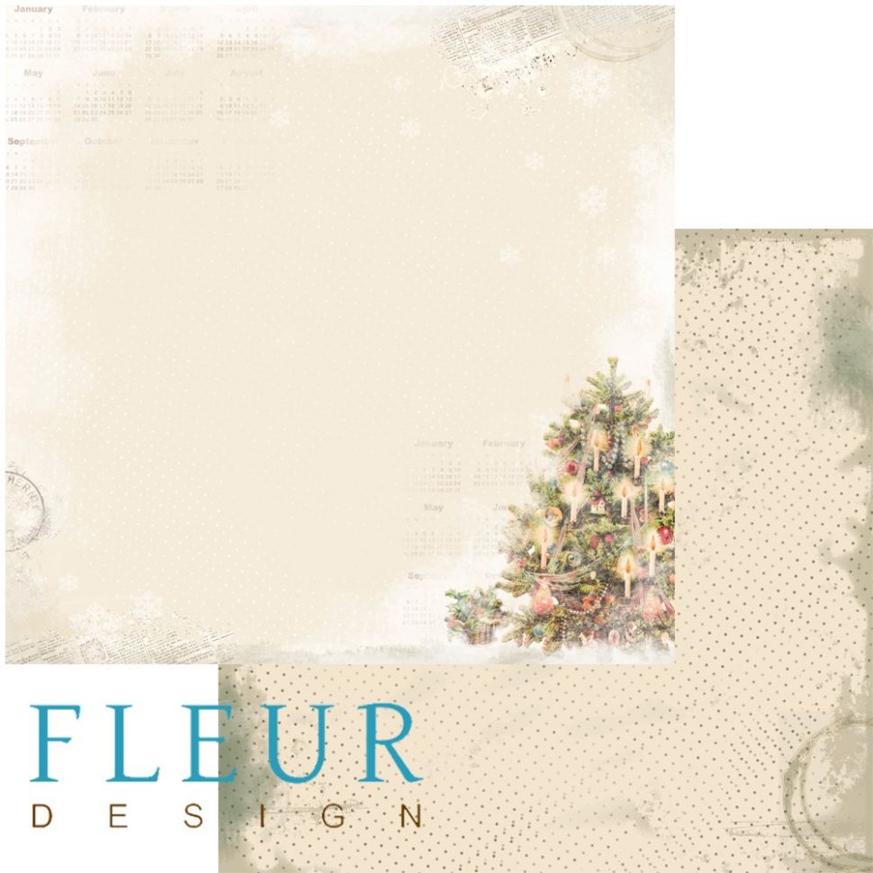 Лист бумаги для скрапбукинга "Елка", коллекция "Новогодняя ночь", 30х30, плотность 190 гр, 10 листов в упаковке FD1003108 фото 1 &mdash; PalitraMastera