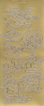 Контурные наклейки "Музыкальные ангелы", лист 10x24,5 см, цвет золото &mdash; PalitraMastera