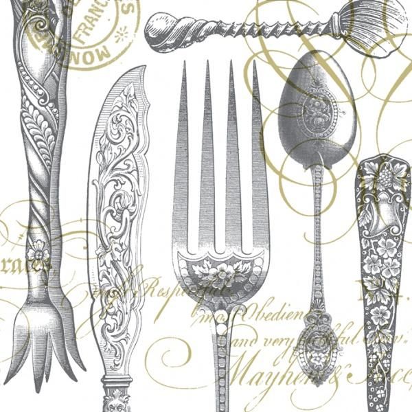 Салфетка для декупажа 25 x 25 см Прибор, графика фото 1 — PalitraMastera