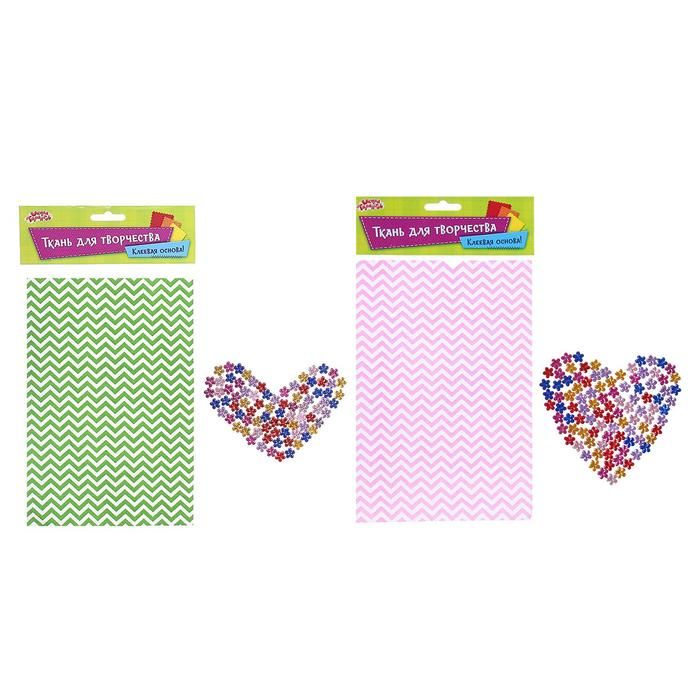 Ткань на клеевой основе для декора №8, размер листа: 21*14.5 см + стразы 5 г, цвета МИКС — PalitraMastera