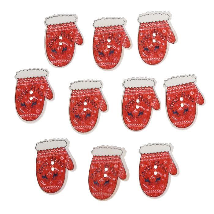 Набор пуговиц декоративных дерево "Варежки" набор 10 шт 2,6х1,9 см  3566008 фото 1 &mdash; PalitraMastera