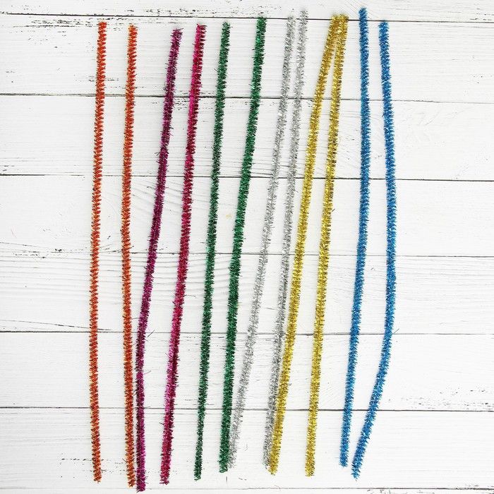 Проволока с ворсом для поделок и декорирования, набор 30 шт., цвета МИКС с блеском — PalitraMastera