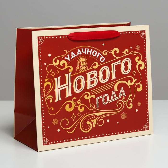 Пакет ламинированный горизонтальный «Удачного Нового года», ML 27 * 23 * 11,5 см — PalitraMastera