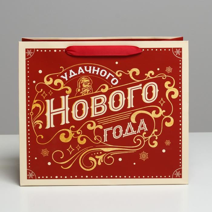 Пакет ламинированный горизонтальный «Удачного Нового года», ML 27 * 23 * 11,5 см — PalitraMastera