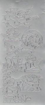 Контурные наклейки &quot;Музыкальные ангелы&quot;, лист 10x24,5 см, цвет серебро — PalitraMastera