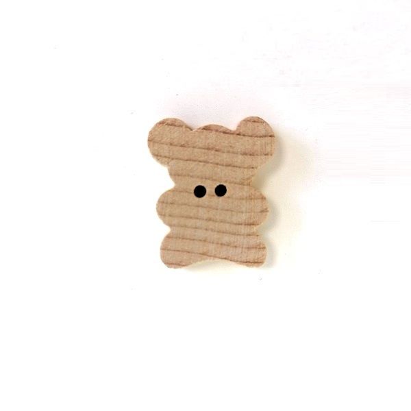 Пуговица Мишка Тедди деревянная без покрытия 22 мм — PalitraMastera