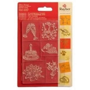 Штамп силиконовый RAYHER, вечеринка, 3-4 см, упаковка 6 рисунков АКЦИЯ!!! фото 1 — PalitraMastera