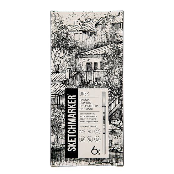 Набор ручек капиллярных (линеров) SKETCHMARKER 6шт (0.05, 0.1, 0.2, 0.3, 0.4, 0.5мм) NEW — PalitraMastera