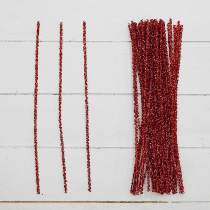 Проволока с ворсом для поделок &quot;Блеск&quot;, набор 50 шт, размер 1 шт: 30х0,6 см, цвет красный — PalitraMastera