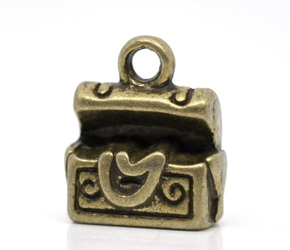 Подвеска "Сундучок" 11x10mm (под античную бронзу) фото 1 — PalitraMastera