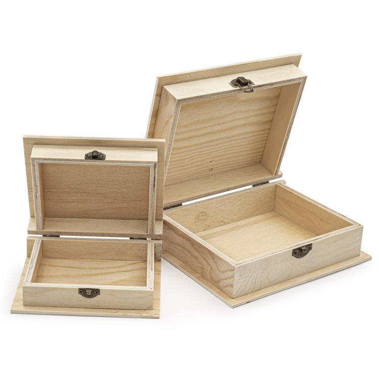 LYE015983 Шкатулки деревянные (сосна/фанера), 2 шт. 14.5*11.5*5см и 19.5*15.5*7см — PalitraMastera