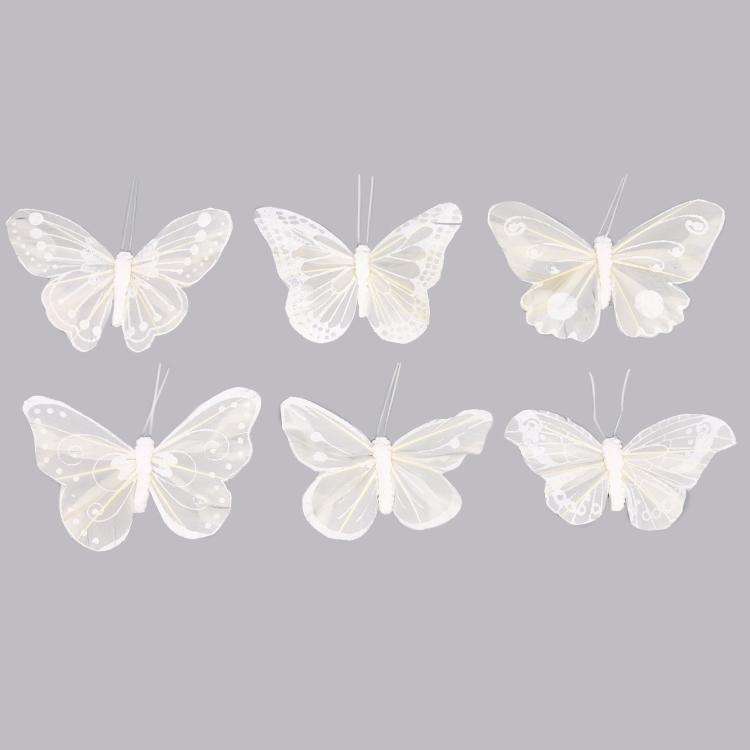 LY170130/1-6 Бабочка с клипсой 9см белый Астра — PalitraMastera
