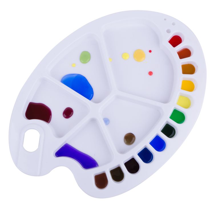 Палитра пластиковая овальная 34*25см, 17 ячеек, Сонет — PalitraMastera