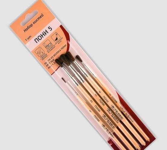 Набор кистей "Пони-5" 5 шт.(круглая № 1,2,3,4,5) фото 1 — PalitraMastera