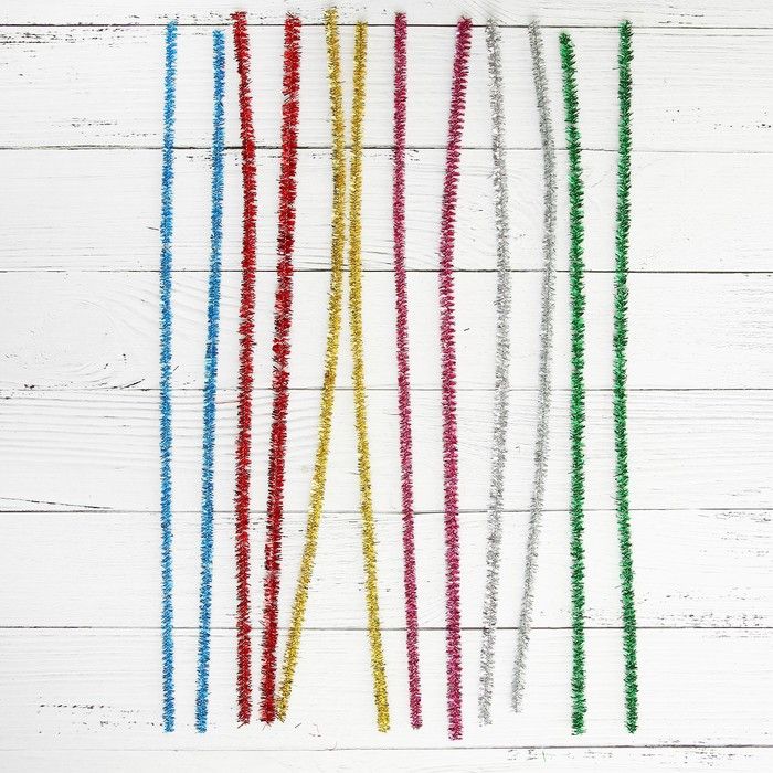 Проволока с ворсом для поделок и декорирования, набор 100 шт., цвета МИКС с блеском — PalitraMastera