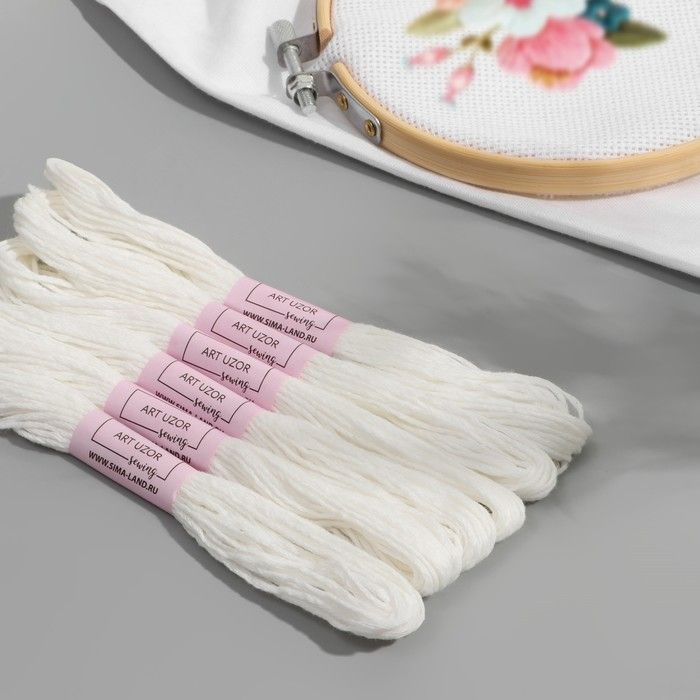 Нитки мулине, хлопок, 8 ± 1 м, цвет белый Blanc — PalitraMastera