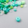 Бисер стекло 6/0 - 15/0 "Ассорти зелёное" d=1,5-4 мм, н-р 10гр  7463418 фото 2 — PalitraMastera