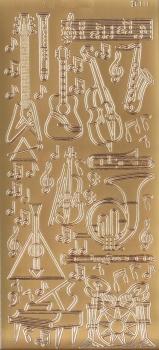 Контурные наклейки "Музыкальные инструменты", лист 10x24,5 см, цвет золото фото 1 &mdash; PalitraMastera